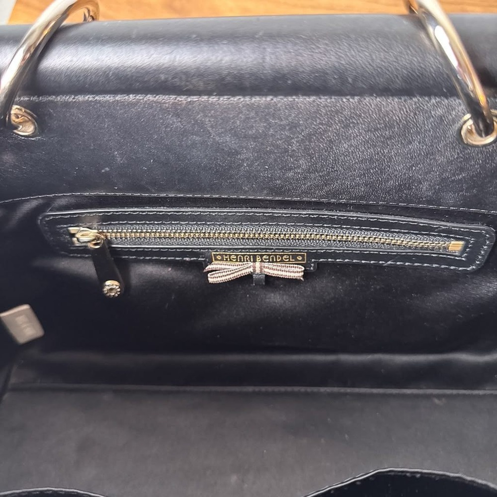 Henri Bendel Satchel Leather Black Convertible With Crossbody Bag - Picture 5 of 16